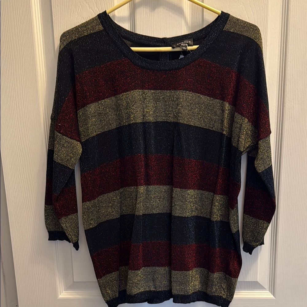Spense Black and Red Crew Neck Sweater